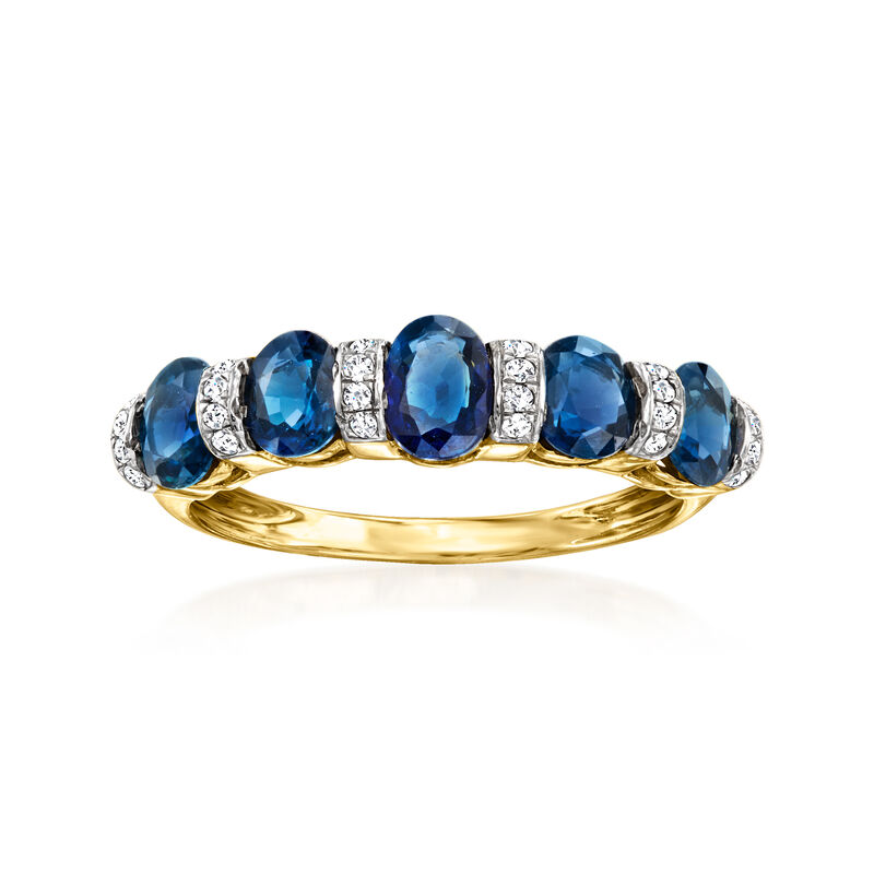 1.80 ct. t.w. Sapphire and .12 ct. t.w. Diamond Ring in 14kt Yellow Gold image number 0