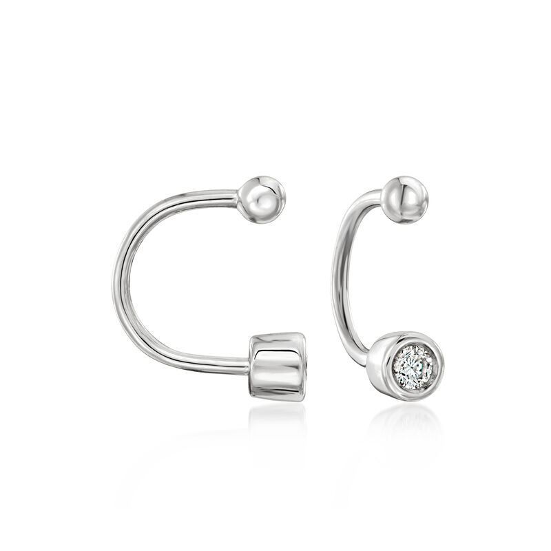 .10 ct. t.w. Lab-Grown Diamond U-Hoop Earrings in 10kt White Gold. 3/8" image number 0