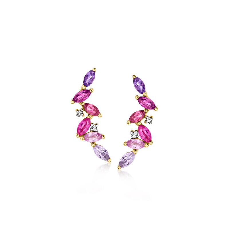 1.00 ct. t.w. Marquise Multi-Gemstone Earrings with Diamonds in 14kt Yellow Gold image number 0