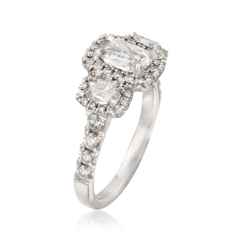 Henri Daussi 1.78 ct. t.w. Three-Stone Diamond Engagement Ring in 18kt White Gold image number 2