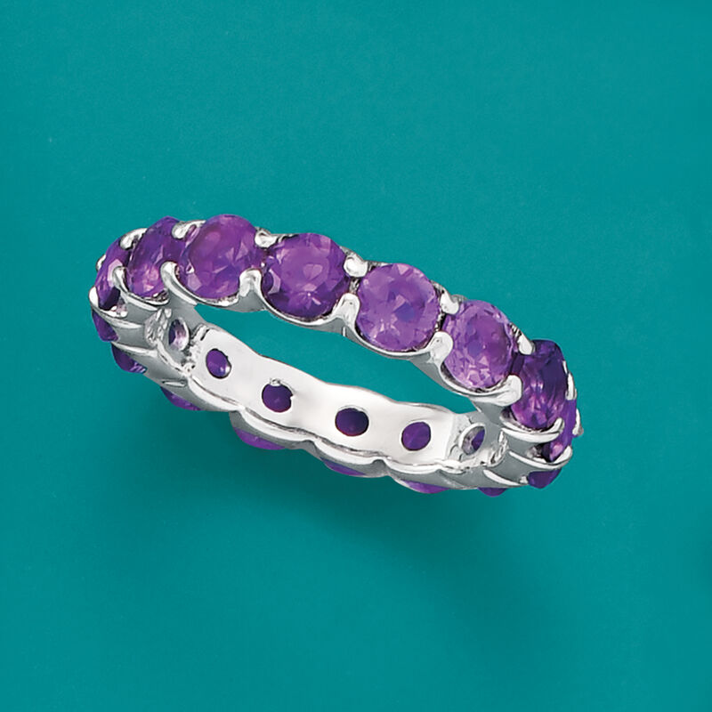 3.30 ct. t.w. Amethyst Eternity Band in Sterling Silver image number 3