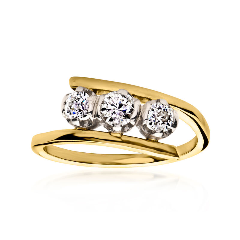 C. 1970 Vintage .55 ct. t.w. Diamond Three-Stone Ring in 18kt Yellow Gold. Size 6 image number 0