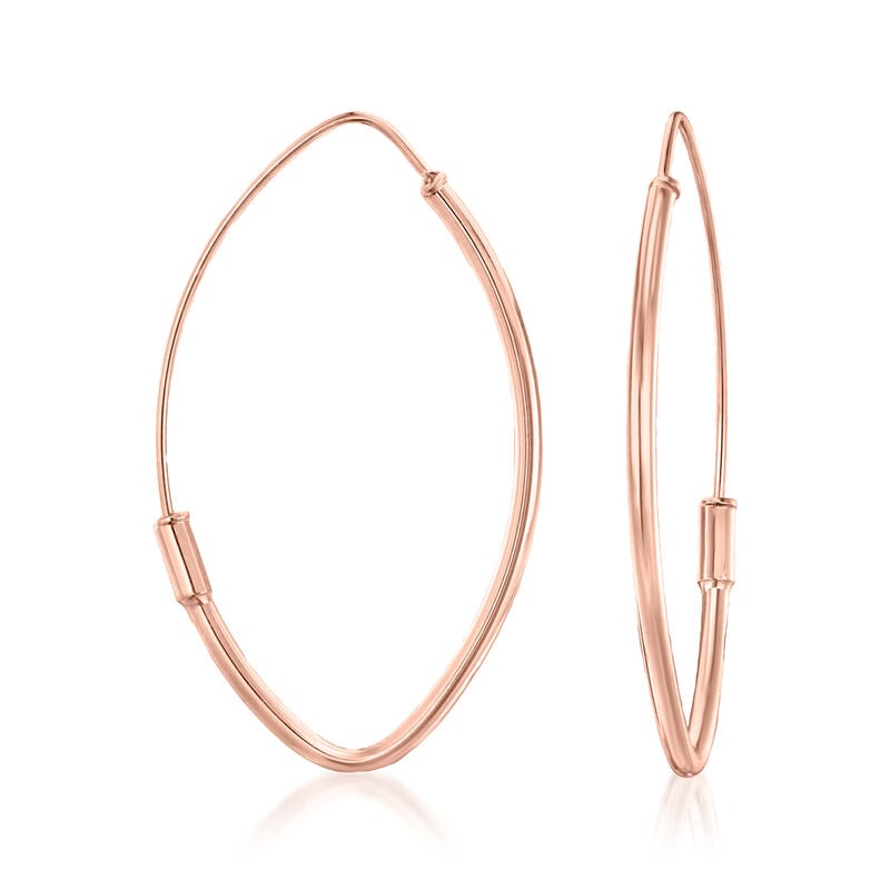 Italian 14kt Rose Gold Marquise-Shaped Hoop Earrings. 1 1/4&quot; image number 2