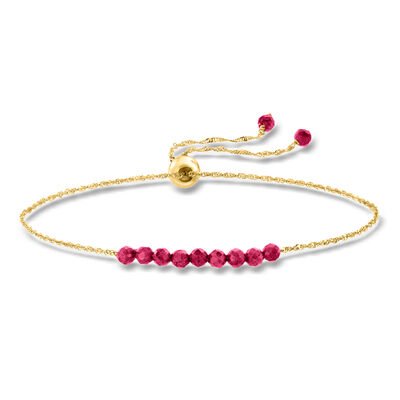 2.70 ct. t.w. Ruby Bead Bolo Bracelet 14kt Yellow Gold
