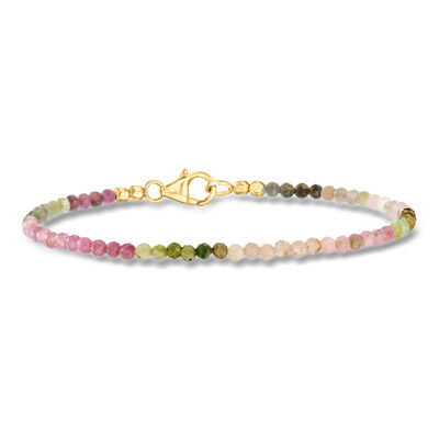 12.00 ct. t.w. Multicolored Tourmaline Bead Bracelet in 18kt Gold Over Sterling