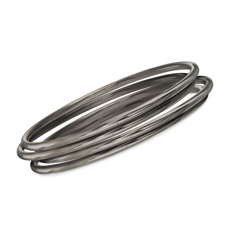 Italian Black Rhodium Over Sterling Jewelry Set: Four Polished Bangle Bracelets image number 0