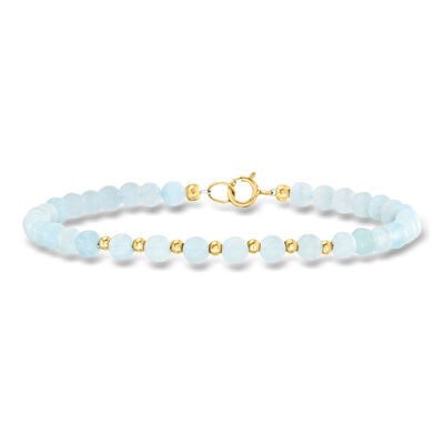 18.00 ct. t.w. Aquamarine Bead Bracelet in 10kt Yellow Gold