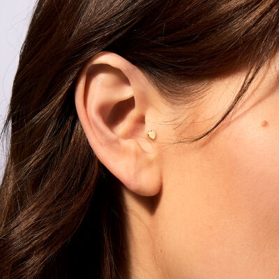 14kt Yellow Gold Heart Single Flat-Back Stud Earring