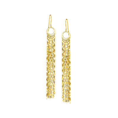 Italian 14kt Yellow Gold Multi-Strand Lumachina-Chain Drop Earrings