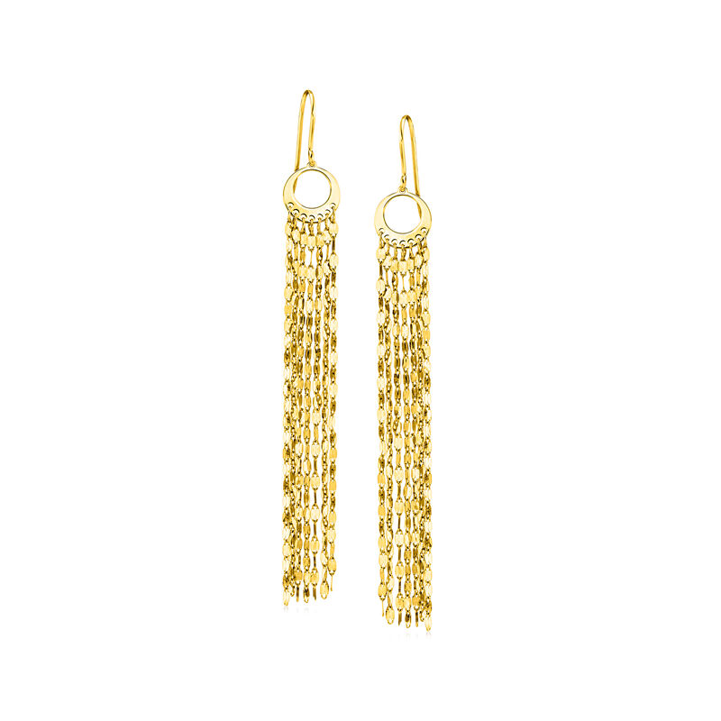 Italian 14kt Yellow Gold Multi-Strand Lumachina-Chain Drop Earrings  image number 0