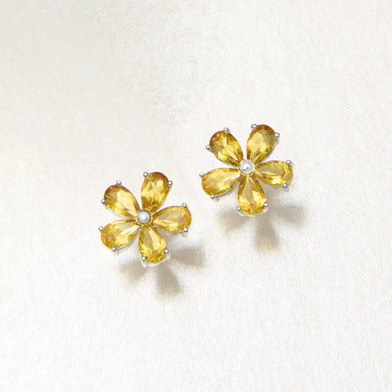 2.00 ct. t.w. Citrine Flower Earrings in Sterling Silver image number 2