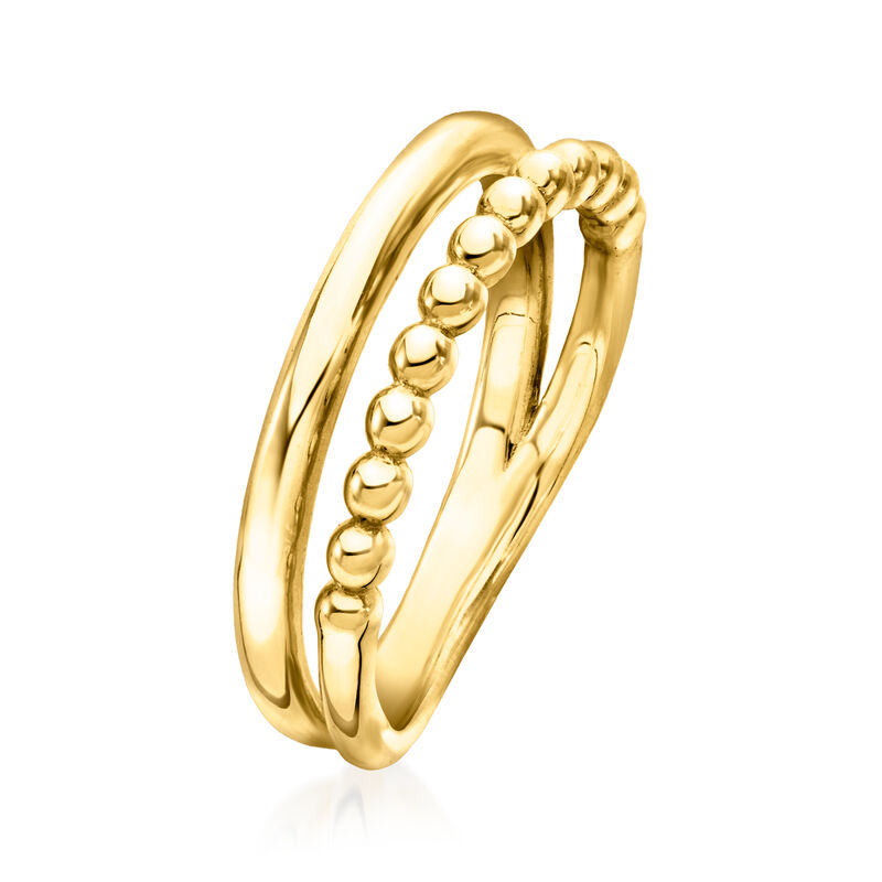 Italian 18kt Gold Over Sterling Two-Row Beaded Ring image number 2