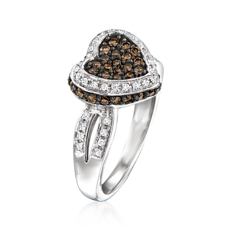 Le Vian .54 ct. t.w. Chocolate Diamond Heart Ring with .18 ct. t.w. Vanilla Diamonds in 14kt Vanilla Gold. Size 7 image number 2