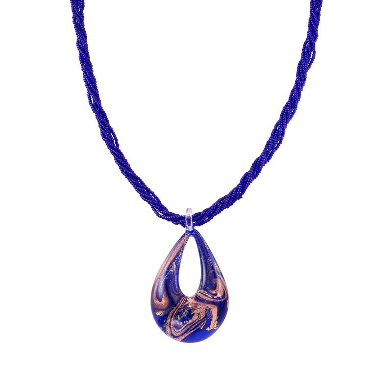 Italian Blue Murano Glass Pendant Necklace in 18kt Gold Over Sterling image number 4