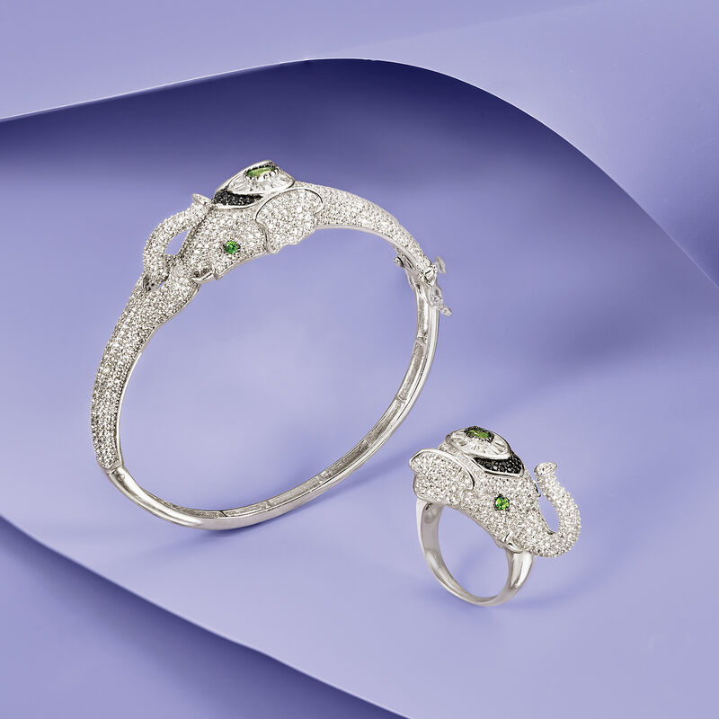 4.27 ct. t.w. Multi-Stone Elephant Ring in Sterling Silver image number 6