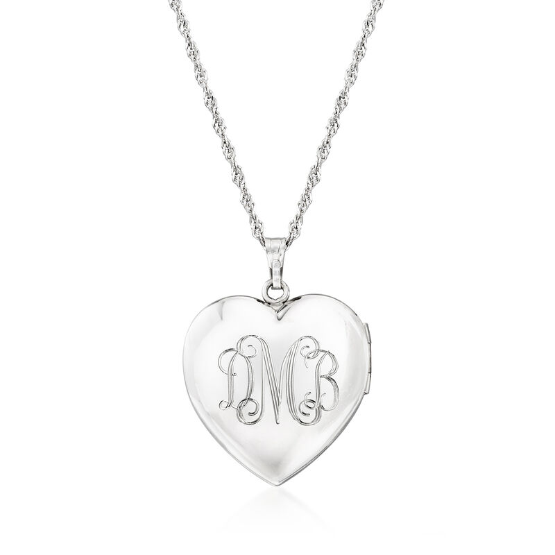 Sterling Silver Personalized Floral Heart Locket Necklace image number 3