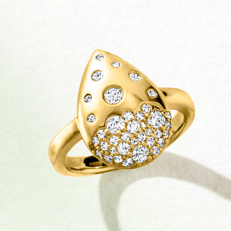 .50 ct. t.w. Scattered White Topaz Teardrop Ring in 18kt Gold Over Sterling image number 3
