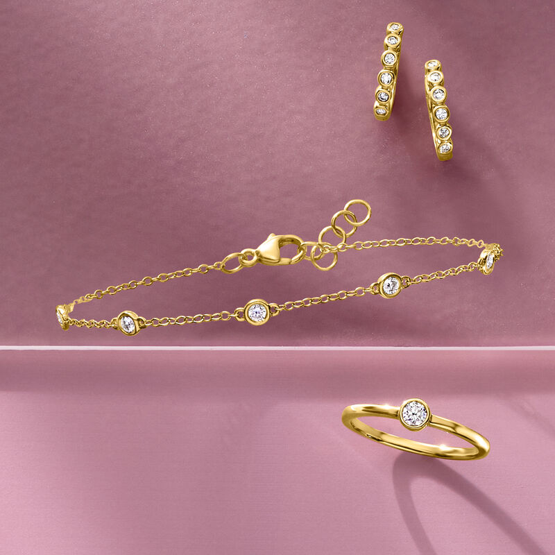 .25 ct. t.w. Bezel-Set Lab-Grown Diamond Station Bracelet in 14kt Yellow Gold image number 3