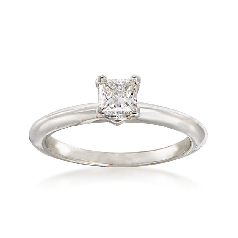 C. 1990 Vintage Tiffany Jewelry .30 Carat Diamond Solitaire Ring in Platinum. Size 5 image number 0