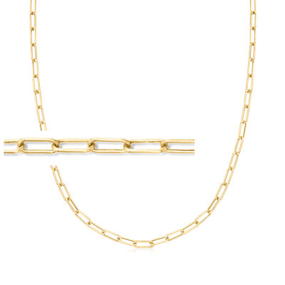 3mm 10kt Yellow Gold Paper Clip Link Choker Necklace