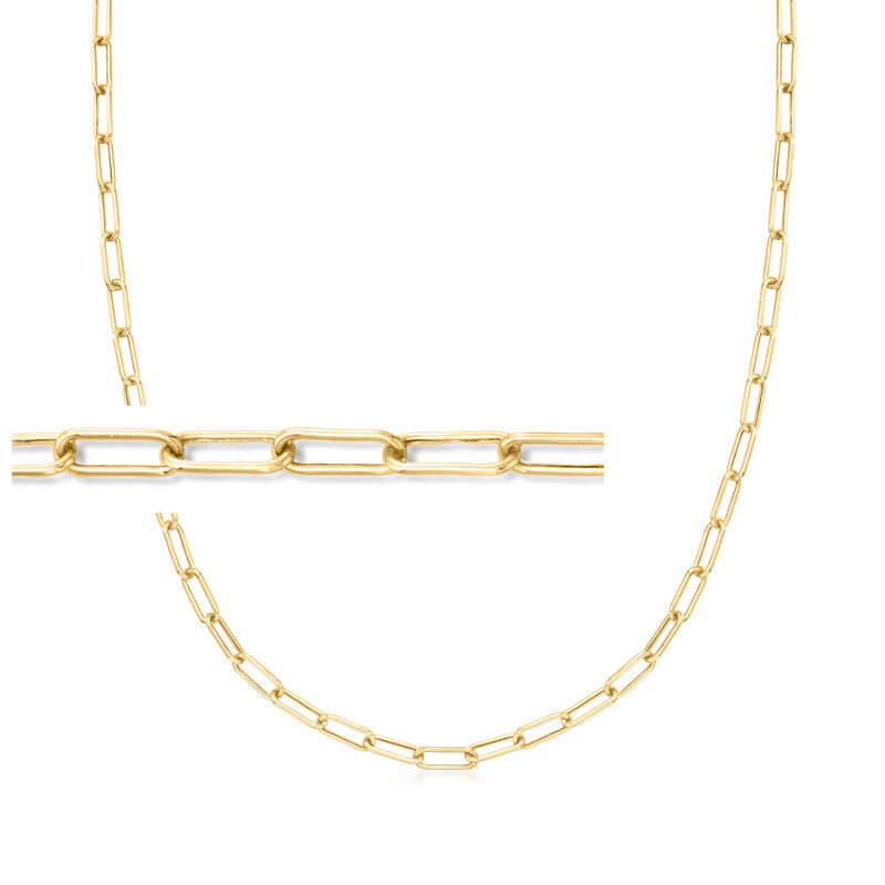 3mm 10kt Yellow Gold Paper Clip Link Choker Necklace. 13&quot; image number 0