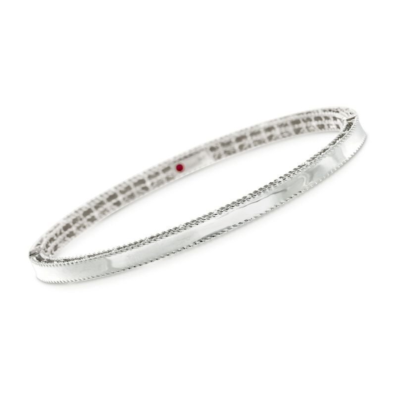 Roberto Coin .61 ct. t.w. Diamond &quot;Symphony&quot; Princess Bangle Bracelet in 18kt White Gold. 7&quot; image number 2