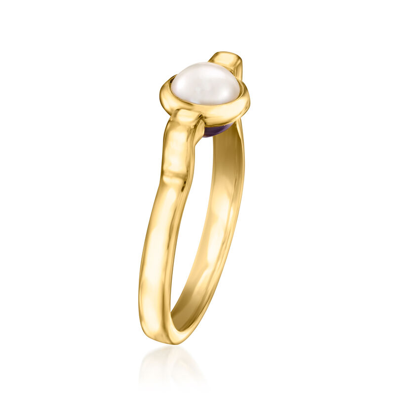 6mm White and Black Cultured Pearl Reversible Ring in 18kt Gold Over Sterling image number 3
