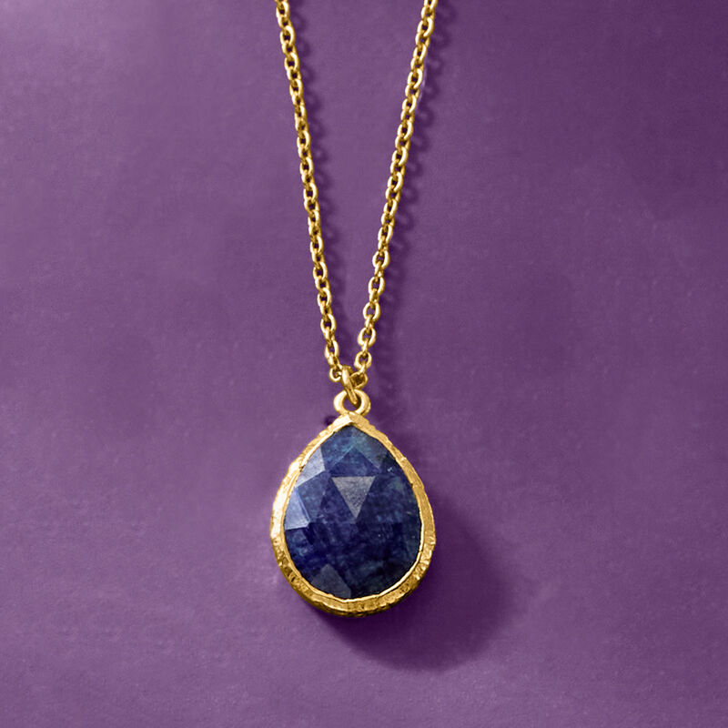 7.50 Carat Bezel-Set Sapphire Necklace in 18kt Gold Over Sterling. 18" image number 1