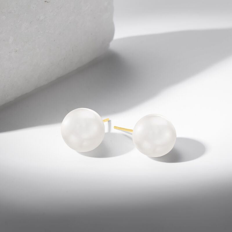 10-11mm Cultured South Sea Pearl Stud Earrings in 14kt Yellow Gold image number 2