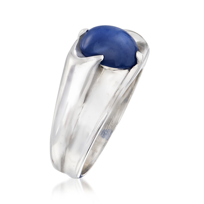 C. 1970 Vintage Men's Synthetic Sapphire Ring in 14kt White Gold image number 1