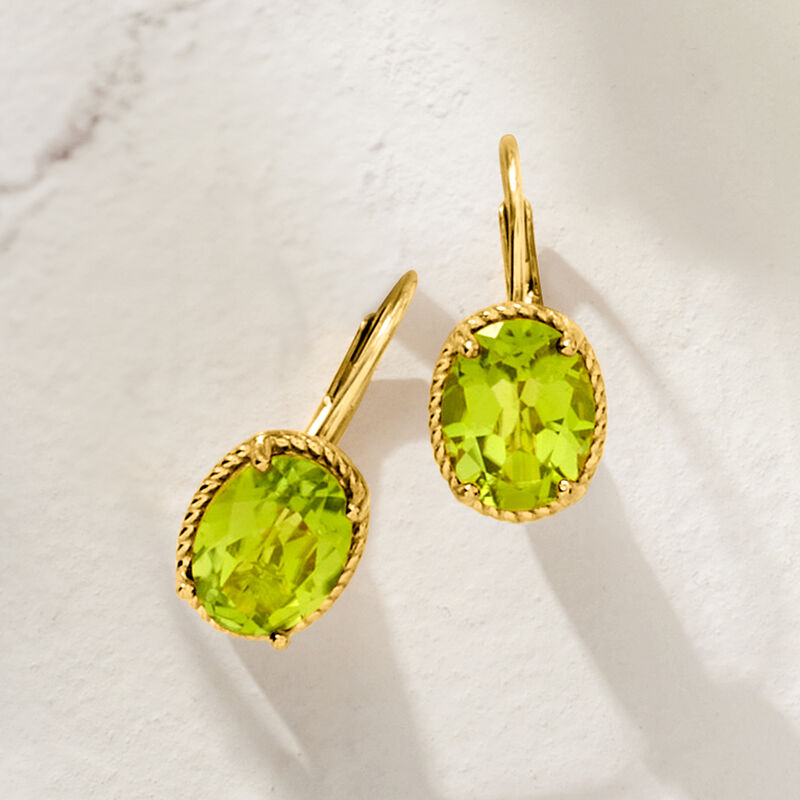 3.60 ct. t.w. Peridot Drop Earrings in 18kt Gold Over Sterling  image number 2
