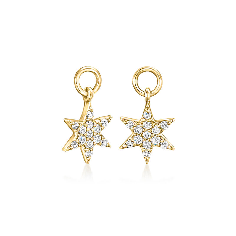 Diamond Star Hoop Charms in 14kt Yellow Gold image number 2