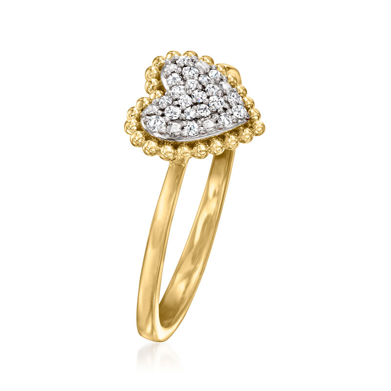 .10 ct. t.w. Pave Diamond Heart Ring in 18kt Gold Over Sterling image number 2