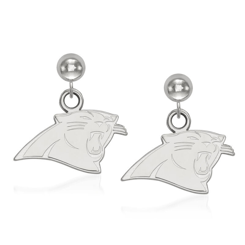 14kt White Gold NFL Carolina Panthers Dangle Ball Stud Earrings image number 0