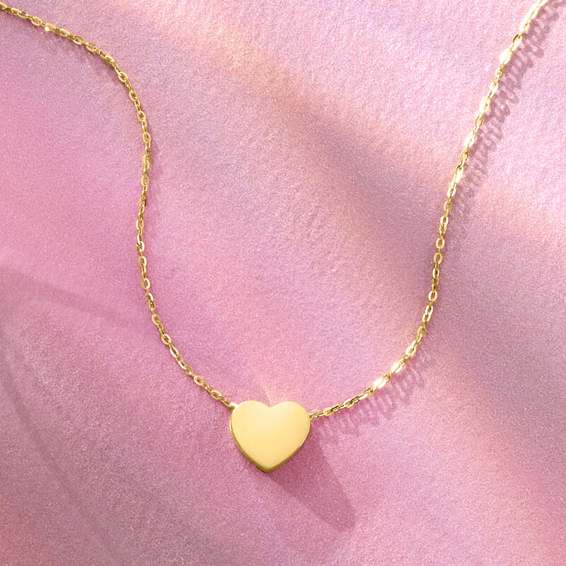 14kt Yellow Gold Heart Pendant Necklace. 16&quot; image number 4