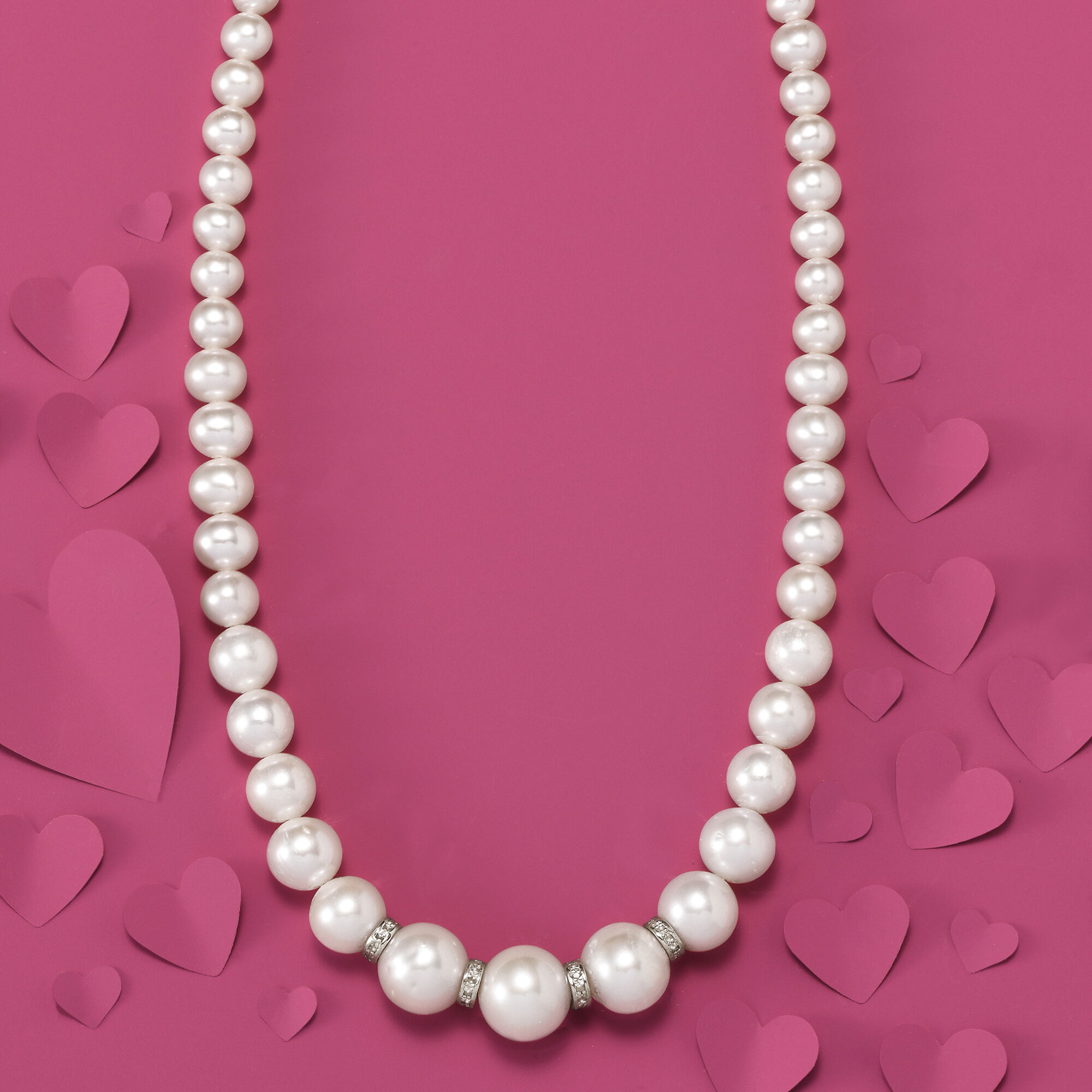 ◇Hei◇ crescendo pearl necklace [正規品/関税込] 5-11.5mm Graduated Cultured Pearl Necklace with .24 ct. t.w.