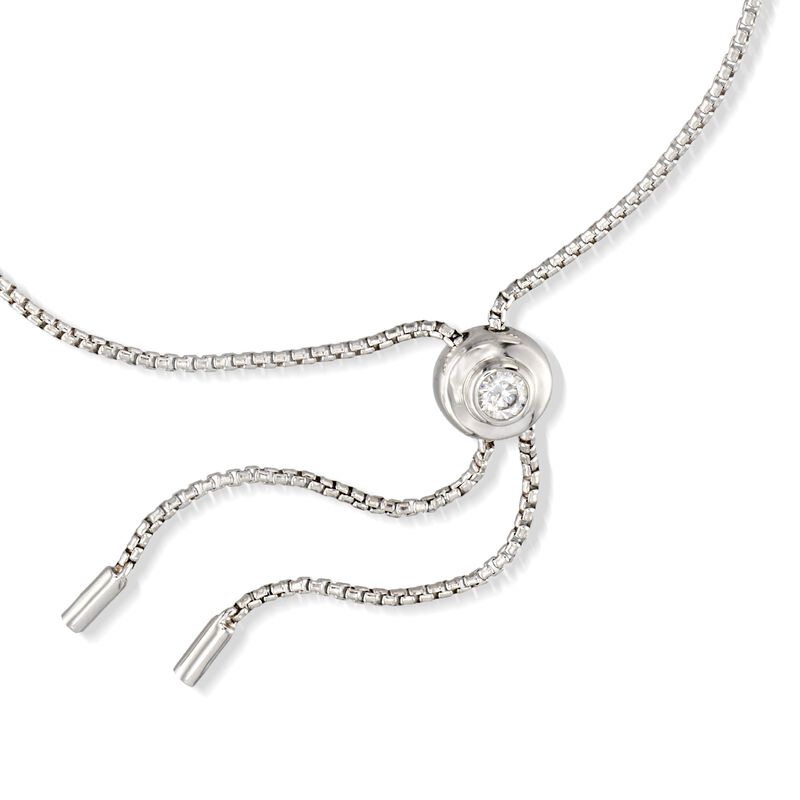 Simulated Sapphire and .16 Carat CZ Bolo Bracelet in Sterling Silver  image number 2