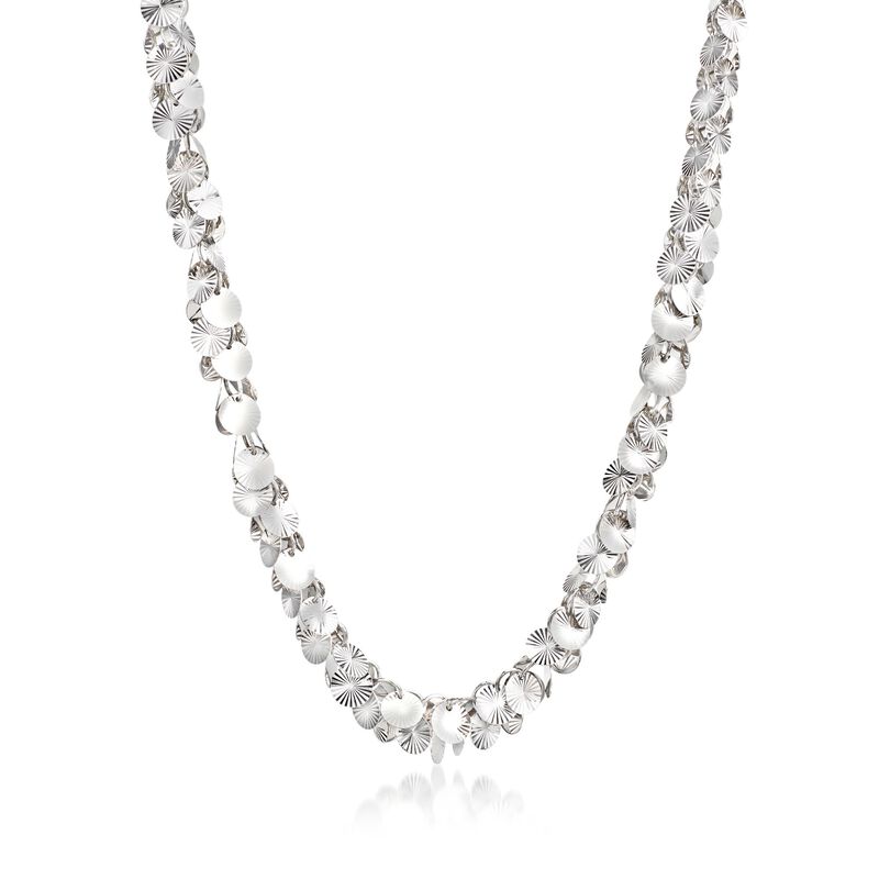 Sterling Silver Multi-Disc Confetti Necklace. 18&quot; image number 1