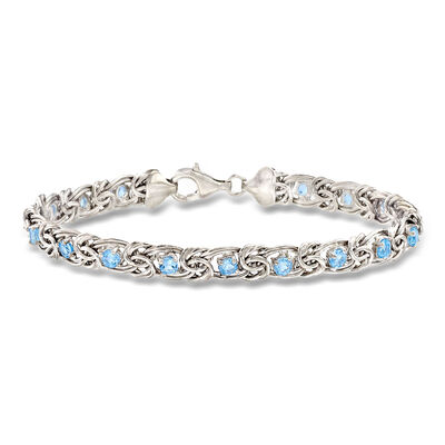 2.30 ct. t.w. Sky Blue Topaz Byzantine Bracelet in Sterling Silver