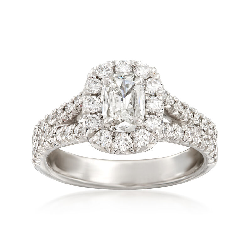 Henri Daussi 1.28 ct. t.w. Diamond Halo Engagement Ring in 18kt White Gold image number 0