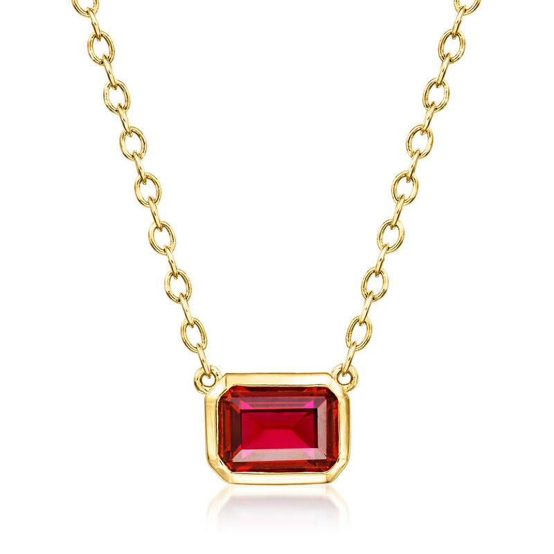 .90 Carat Lab-Grown Ruby Necklace in 18kt Gold Vermeil. 16&quot; image number 1