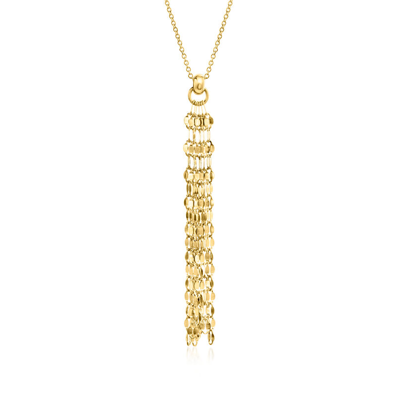 Italian 18kt Gold Over Sterling Lumachina-Chain Tassel Necklace. 18"