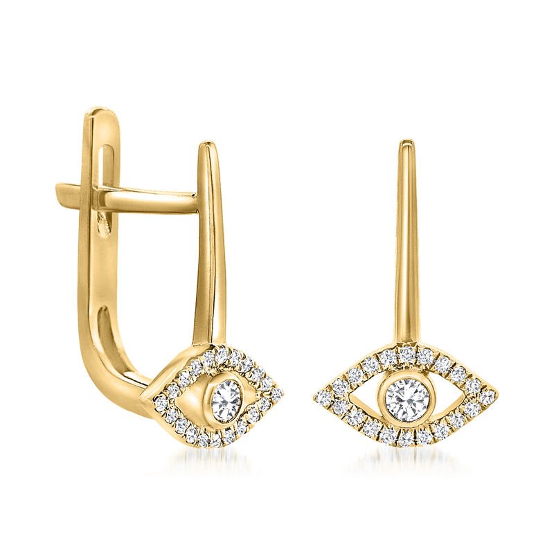 .16 ct. t.w. Diamond Evil Eye Drop Earrings in 14kt Yellow Gold image number 1
