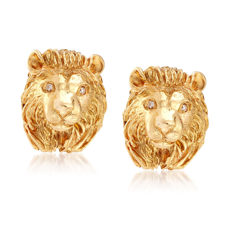 C. 1960 Vintage Men's Lion Cufflinks in 14kt Yellow Gold image number 1