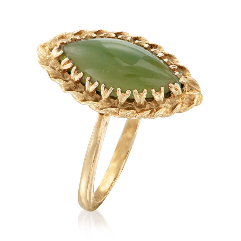 C. 1970 Vintage Jade Marquise-Shaped Ring in 10kt Yellow Gold. Size 7.25 image number 2