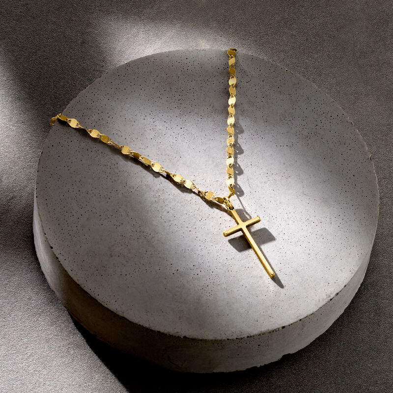 Italian 18kt Gold Over Sterling Cross Necklace image number 2