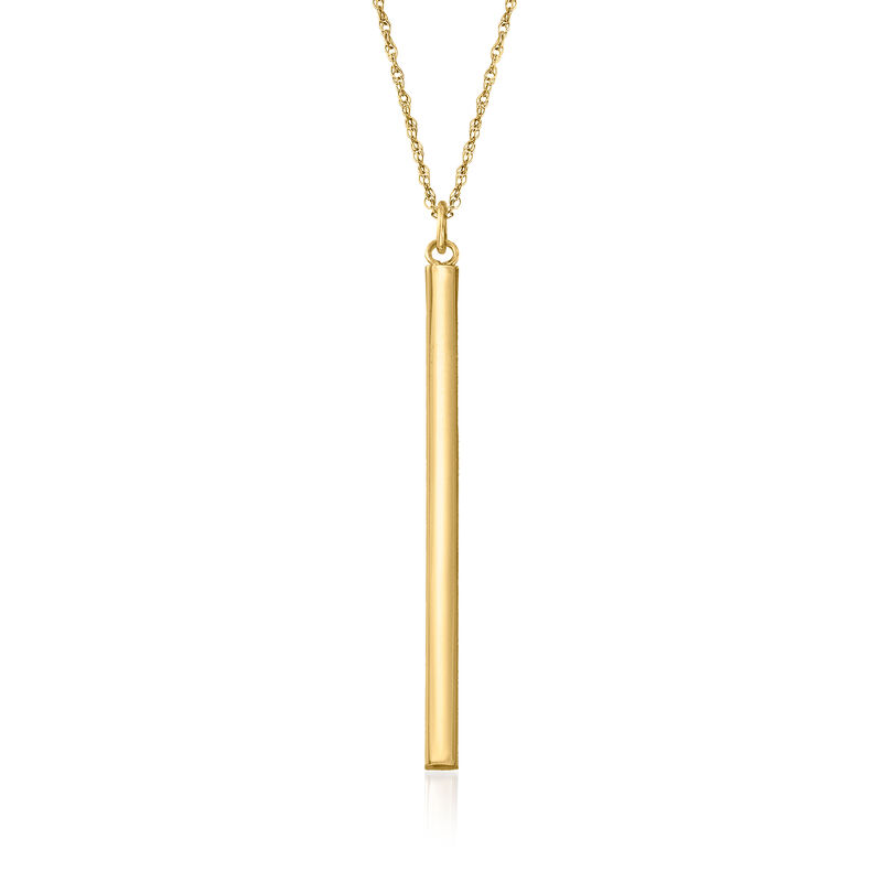 14kt Yellow Gold Vertical Bar Pendant Necklace. 18&quot; image number 1