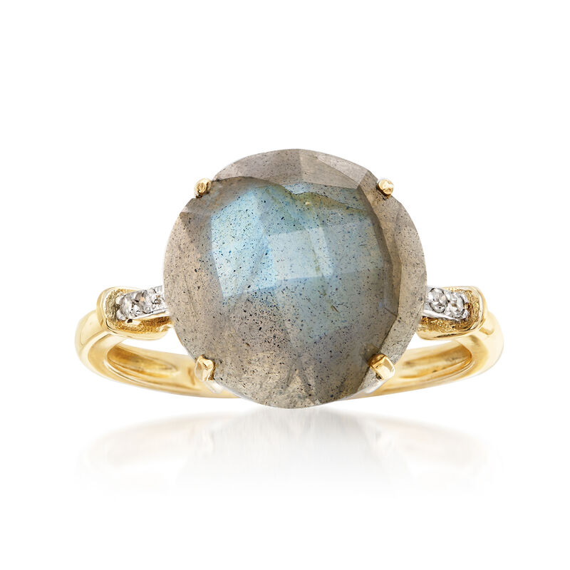 Labradorite Ring with Diamond Accents in 14kt Yellow Gold image number 0