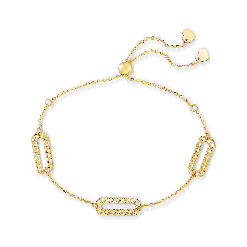 Italian 14kt Yellow Gold Paper Clip Link Bolo Bracelet image number 2
