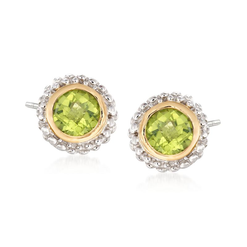 Phillip Gavriel .90 ct. t.w. Peridot Stud Earrings in Sterling Silver and 18kt Gold  image number 0